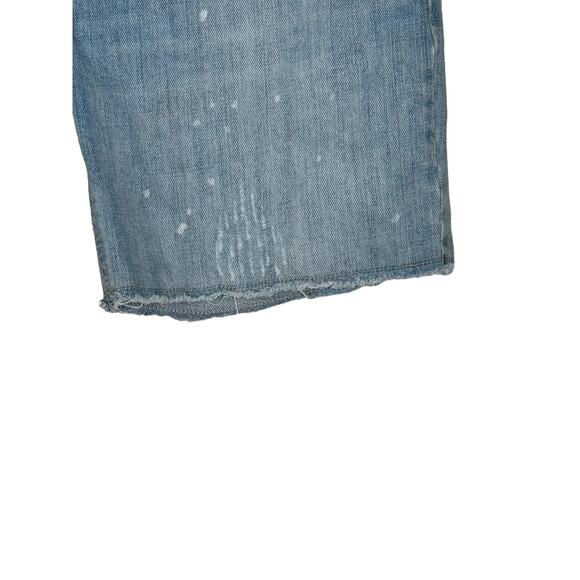 American Eagle Women's Short Raw Hem Distressed Denim Bleach Splatter Blue 6 - Picture 2 of 10